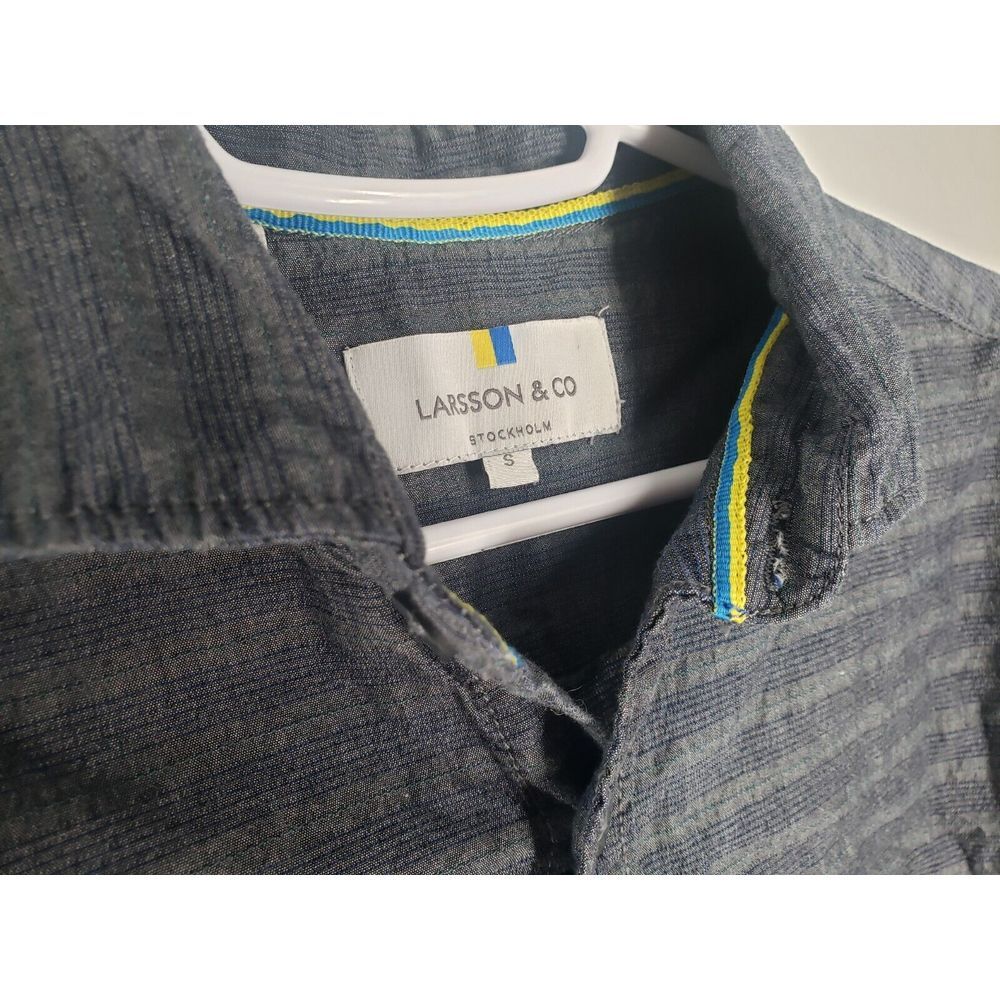 LARSSON & Co Shirt Mens S Stockholm Stripe‎ Button Down Long Sleeve Cotton Weave
